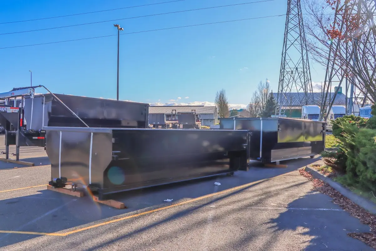 Roll-off dumpster ready for waste disposal at job site for 3 Yard Dumpster Rental in Ivins